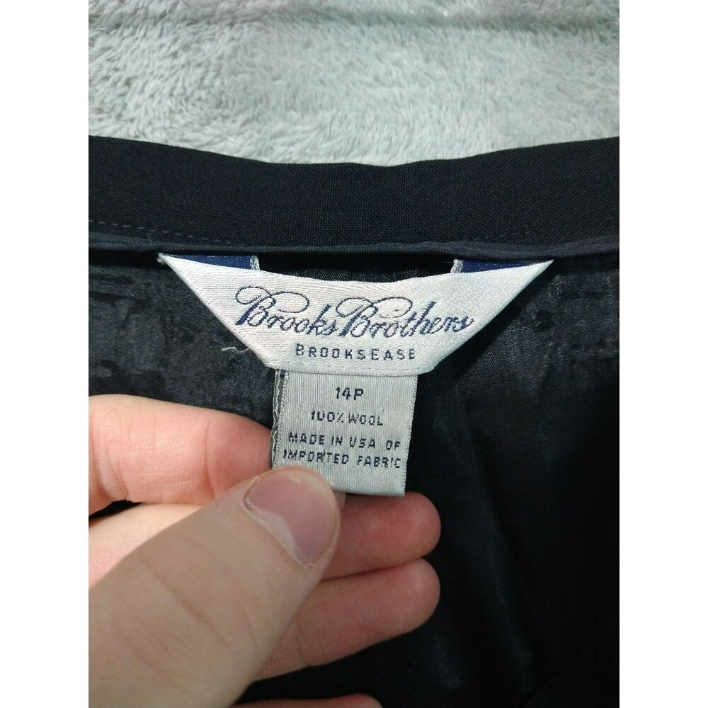 Brooks Brothers Dress Pants Womens 14 Petite Black Wool Flat Front High Rise - Picture 7 of 9